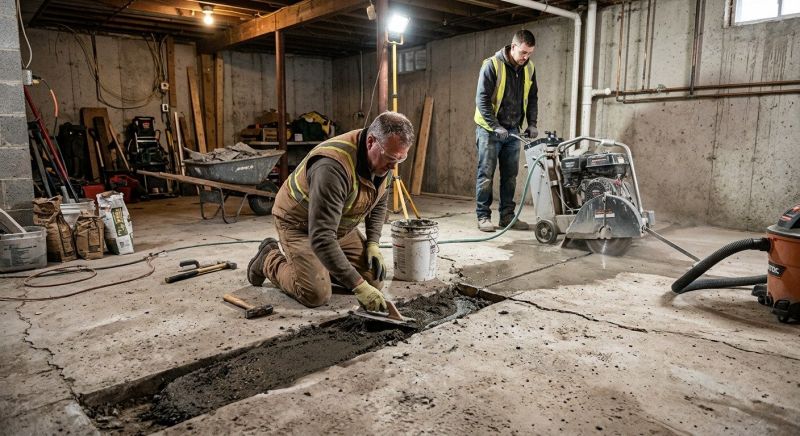 Cracked Basement Floor Repair in West Milford, NJ